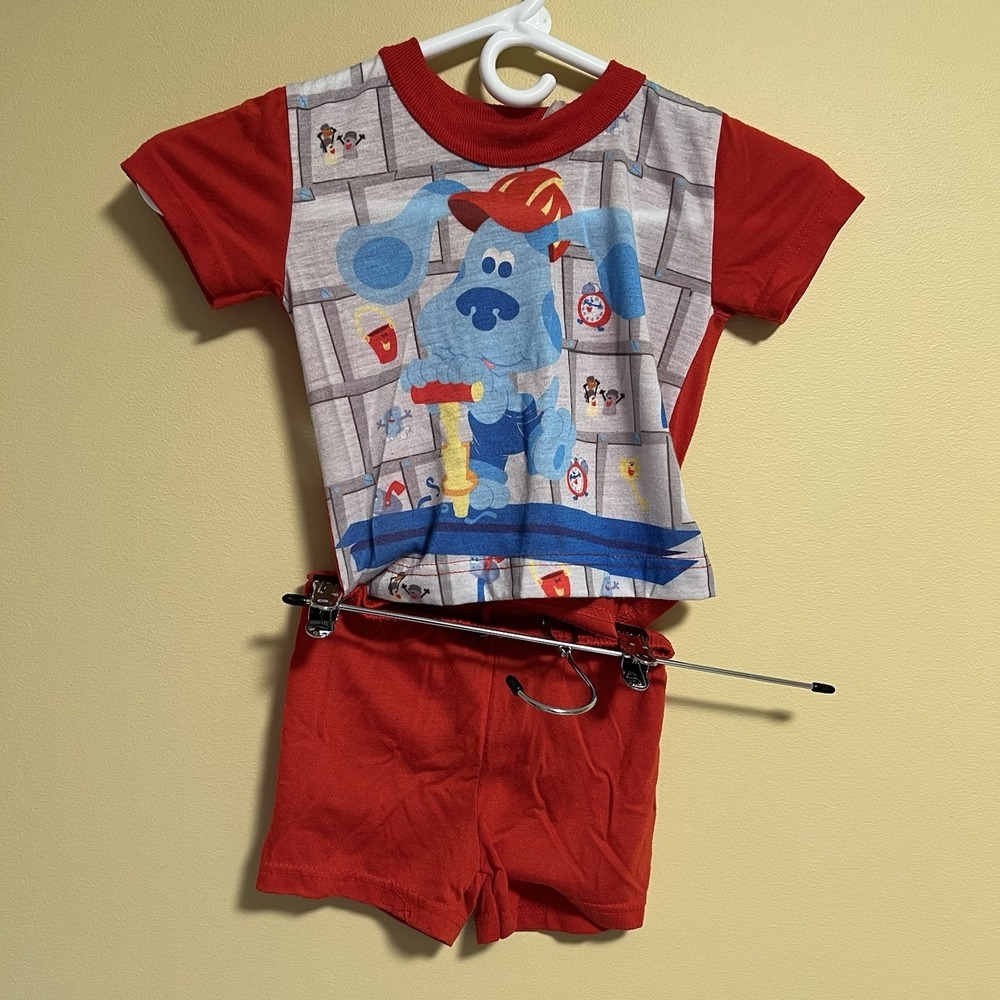 Vtg 90s Blues Clues Pajamas Boy 3T Blue Shovel Pail Mr Salt Mrs Pepper Mailbox
